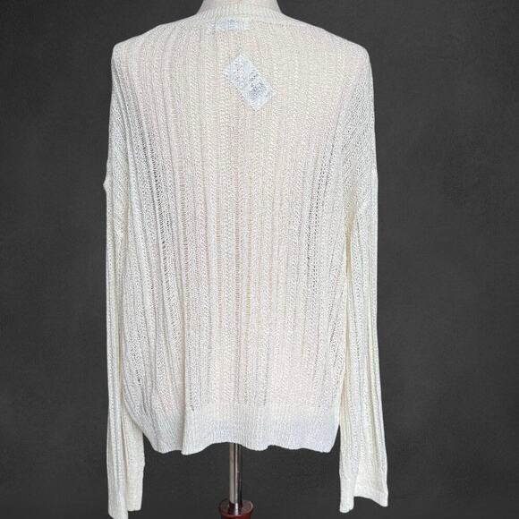 NWT - Double Zero Cream Open Knit Lightweight Sweater, Women’s M - Picture 3 of 9